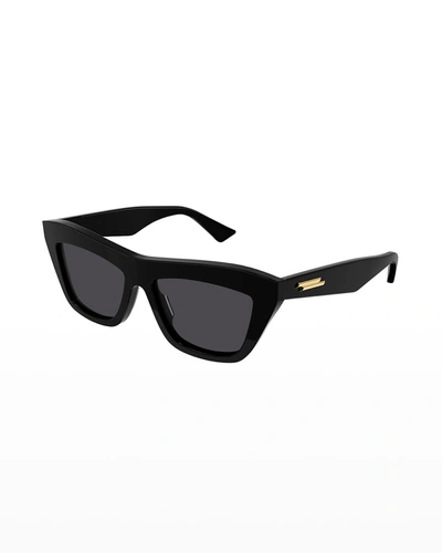 Bottega Veneta Acetate Cat-eye Sunglasses In Black/gray