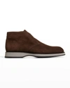 Brioni York Leather-trimmed Suede Chukka Boots In Brown