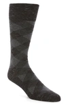 Cole Haan Men's Plaid Crew Socks In Black Rain Htr