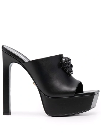 Versace Women's La Medusa Platform Mule Sandals In Black