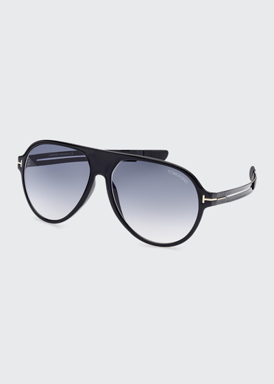 Tom Ford Oscar Smoke Gradient Pilot Mens Sunglasses Ft0881 01b 60 In Black