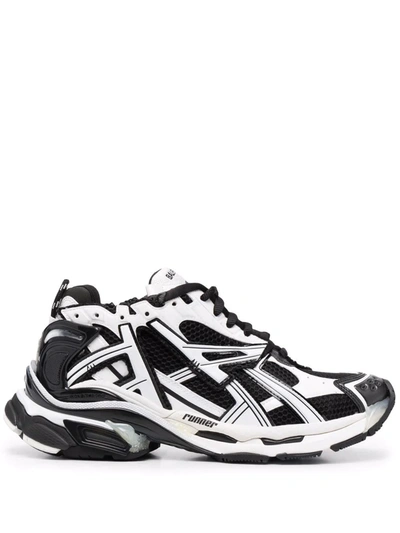 Balenciaga Runner Mesh And Faux-leather Low-top Trainers In Blk/white