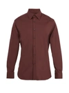 Prada Single-cuff Stretch Cotton-blend Shirt In Burgundy