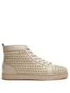 Christian Louboutin Louis Spike-embellished High-top Trainers In Beige