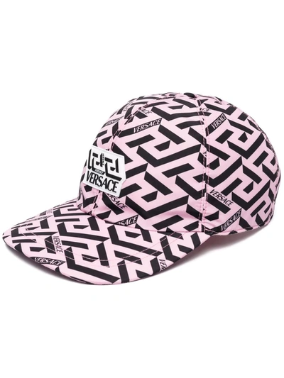 Versace La Greca Baseball Cap, Female, Black+pink, 59 In Candy Black