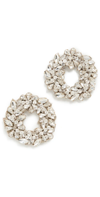 Deepa Gurnani Binita Faux Crystal Round Stud Earrings In Silver