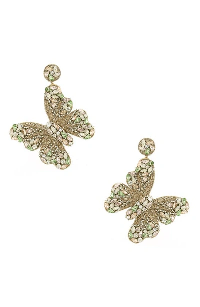 Deepa Gurnani Kathryn Beaded Butterfly Drop Earrings In Green