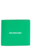 Balenciaga Leather Logo Bifold Wallet In Green White