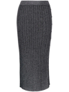 Tory Burch Black Metallic-weave Wool-blend Midi Skirt