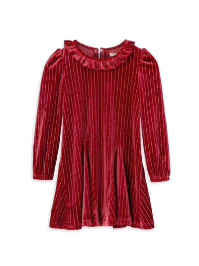 Habitual Girls' Glitter Striped Swing Dress - Little Kid In Dark Red