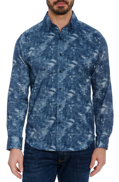 Robert Graham Ferndale Brushed Cotton Long Sleeve Button Down Shirt In Blue