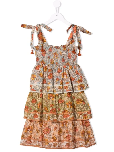 Zimmermann Kids' Little Girl's & Girl's Andie Shirred Tiered Dress In Orange