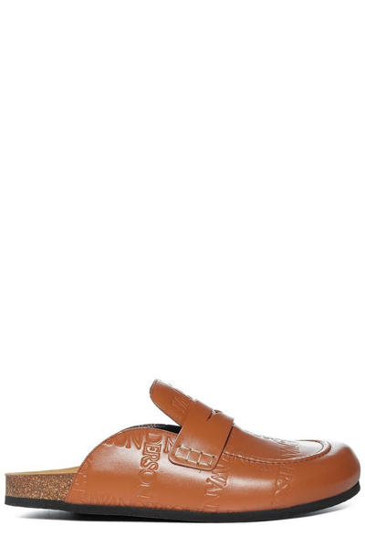 Jw Anderson Tan Leather Logo Mule Loafers In Brown