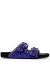 Isabel Marant Lennyo Buckled Suede Sandals In Purple
