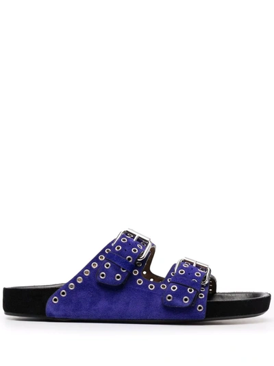 Isabel Marant Lennyo Buckled Suede Sandals In Purple