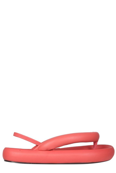 Isabel Marant Orene Leather Puff Thong Sandals In Red