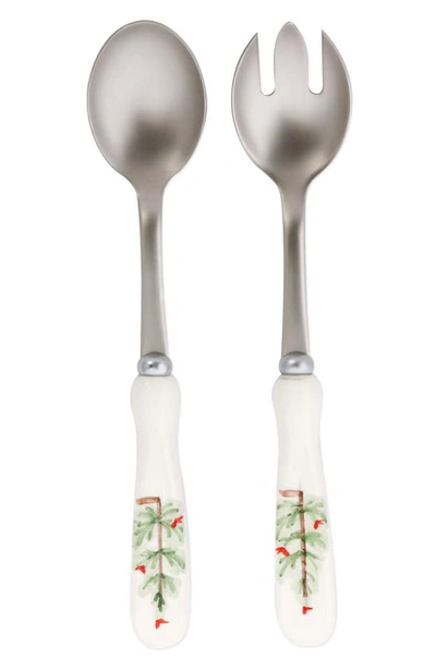 Vietri Lastra Holiday Salad Server Set In Multi