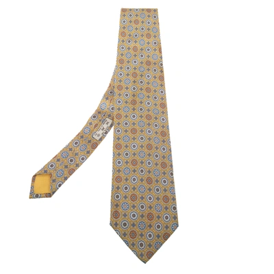 Pre-owned Dunhill Yellow Floral Motif Silk Tie