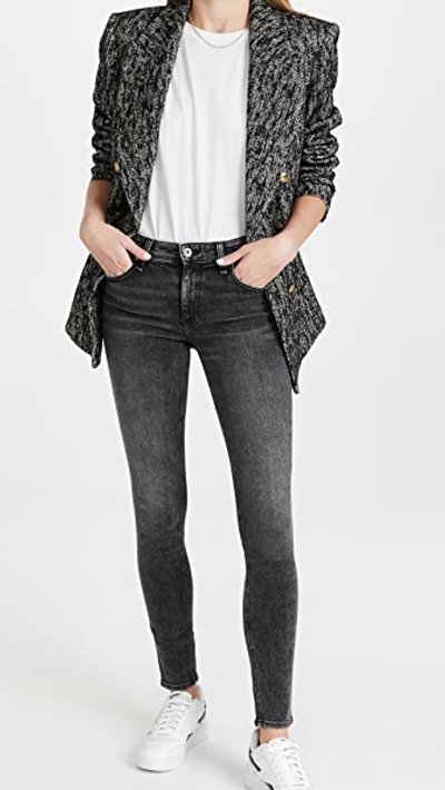 Rag & Bone Cate Faded Mid-rise Skinny Jeans In Black