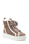 Jslides Nadal Suede Faux Fur High-top Sneakers In Taupe Suede
