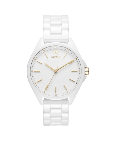 Mvmt Coronada White Ceramic Bracelet Watch 36mm In White/white
