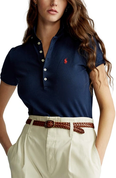 Polo Ralph Lauren Julie Stretch Cotton Mesh Polo In Newport Navy