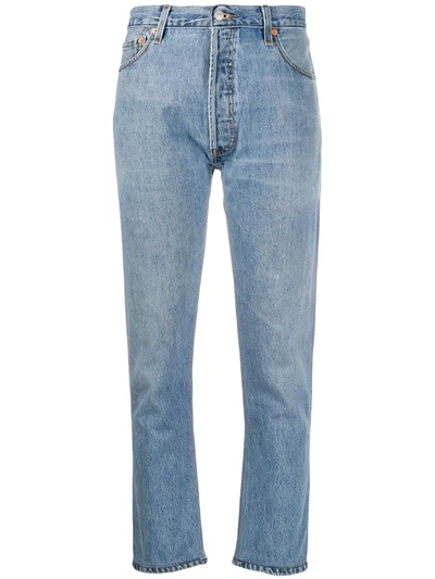 Re/done High-rise Cropped Jeans In Indigo