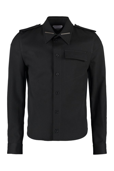 Bottega Veneta Flap Pocket Shirt In Black
