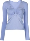 Jonathan Simkhai Standard V-neck Long-sleeve Fitted Top In Periwinkle