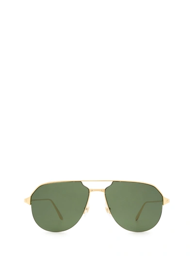 Cartier Ct0110s Ruthenium Unisex Sunglasses In Gold / Green