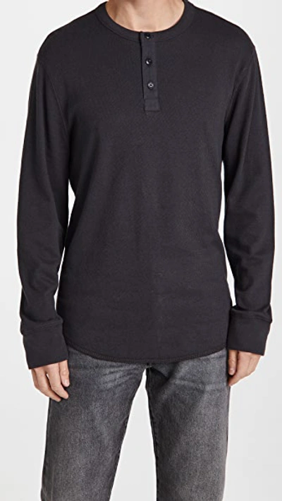 Madewell Thermal Henley T-shirt In Black Coal