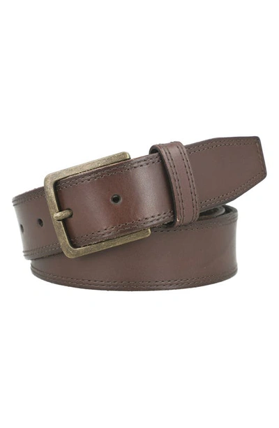 Frye Men's Double Stitched Leather Belt In Brown
