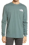 The North Face Long Sleeve Box Logo Tee In Balsam Green