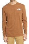 The North Face Long Sleeve Box Logo Tee In Pinecone Brown