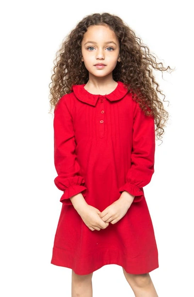 Petite Plume Kids' Victoria Flannel Pintucked Nightgown In Red