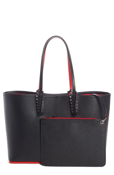 Christian Louboutin Small Cabata Calfskin Leather Tote In Black/ Black
