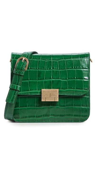 Frame Le Signature Mini Leather Crossbody Bag In Emerald Croco