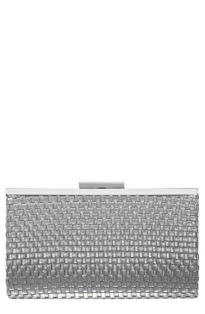 Nina Women's Metallic Woven Frame Clutch In Silver-tone