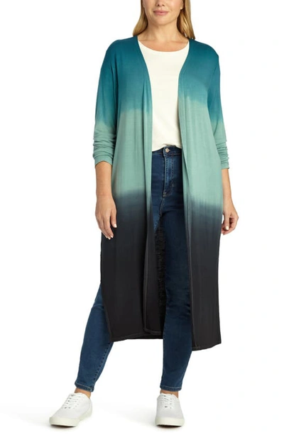 Adyson Parker Long Sleeve Dip Dye Cardigan In Blue Chill Combo