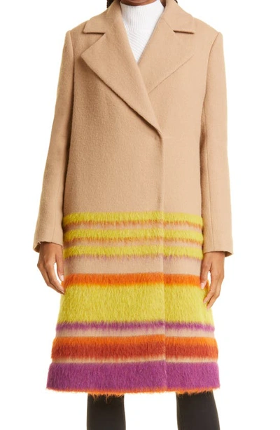 Milly Rosie Ombré Virgin Wool & Alpaca Blend Coat In Camel