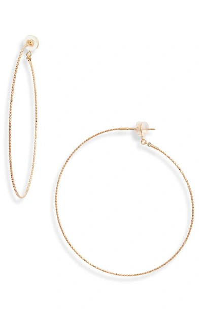 Poppy Finch Skinny Beaded Hoop Earrings In Yellow Gold