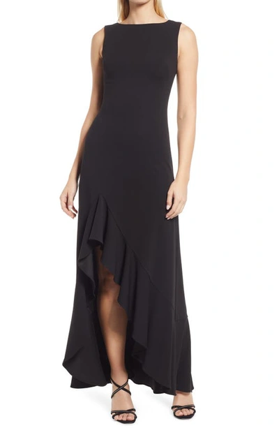 Vince Camuto Ruffe Front Sleeveless Gown In Black | ModeSens