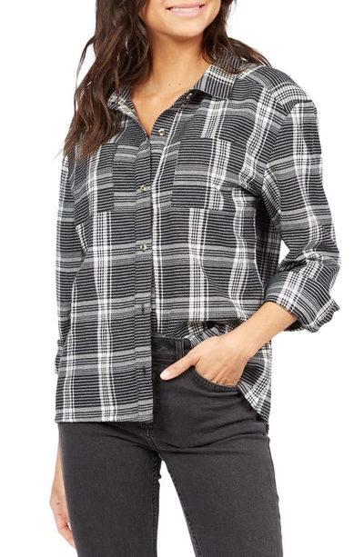 Roxy Juniors' Ridge Creek Cotton Shirt In Anthracite Please Plaid