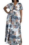 Kiyonna Vienna Maxi Dress In Artful Stencil Print