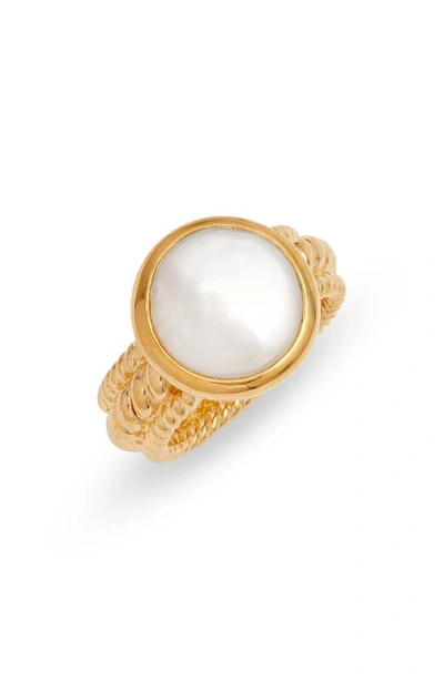 Anna Beck Coin And Pearl Twisted Band Ring Rg 10211 - Atterley In Gold