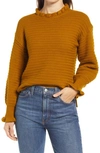 Madewell Redmond Mock Neck Pocket Sweater In Antique Gold