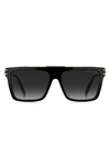 Marc Jacobs Rectangle Acetate Shield Sunglasses In 807 Black