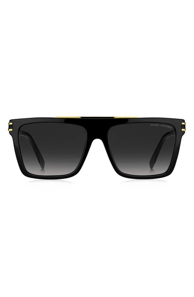 Marc Jacobs Rectangle Acetate Shield Sunglasses In Black