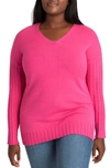 Adyson Parker V-neck Pullover Sweater In Pink Yarrow