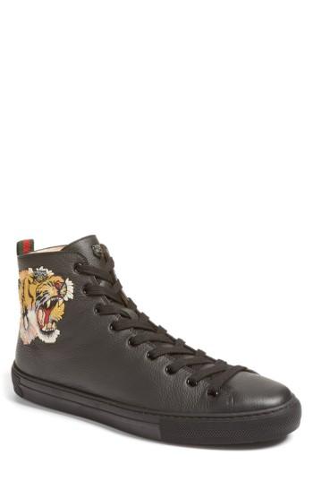 Gucci Major High Top Sneaker In Nero Leather | ModeSens